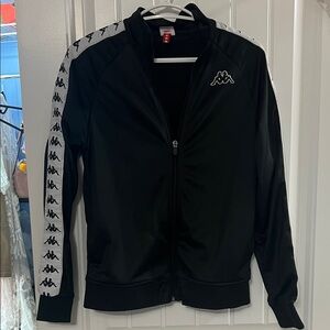 Kappa Black Jacket with White Logo Stripes